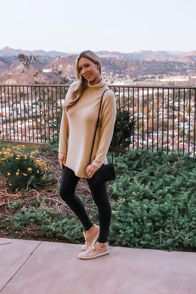 Shop My Style: Comfortable and Casual Long Soft Top with Faux Leather  Leggings Outfit