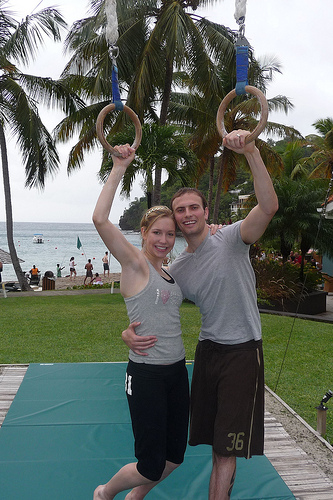 Christina and Tom at a Circus Sports Class during Their Honeymoon in 2009 Christina and Tom at a Circus Sports Class during Their Honeymoon in 2009