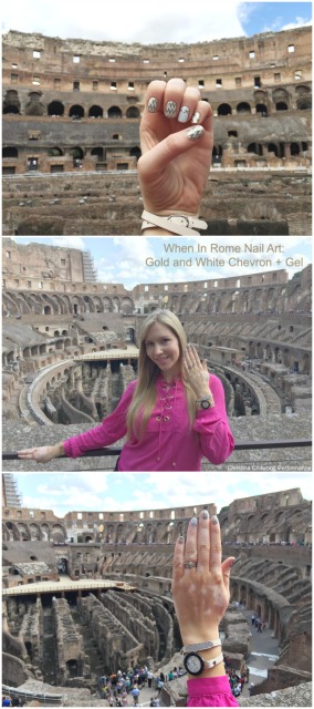 When In Rome Nail Art Gold and White Chevron + Gel When In Rome Nail Art Gold and White Chevron + Gel