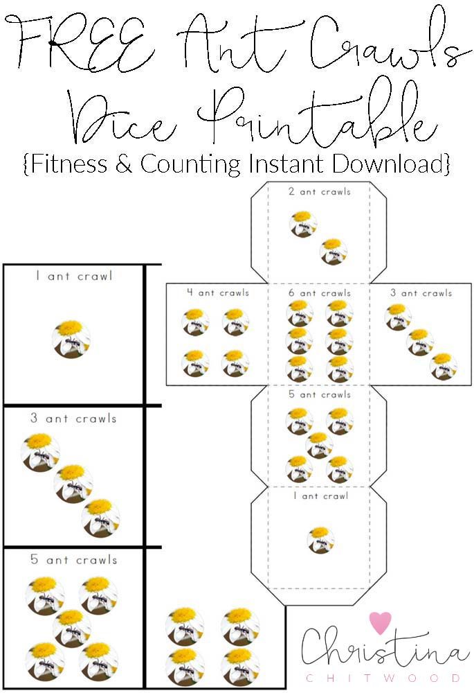 FREE Ant Crawls Dice Printable {Fitness & Counting Instant Download}