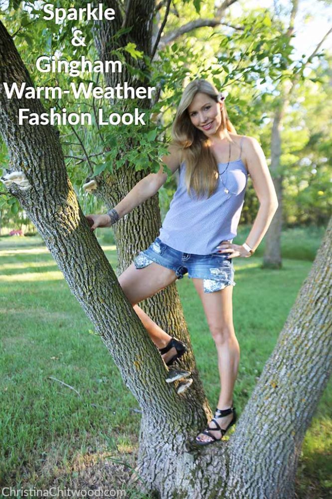 Sparkle and Gingham Warm-Weather Fashion Look