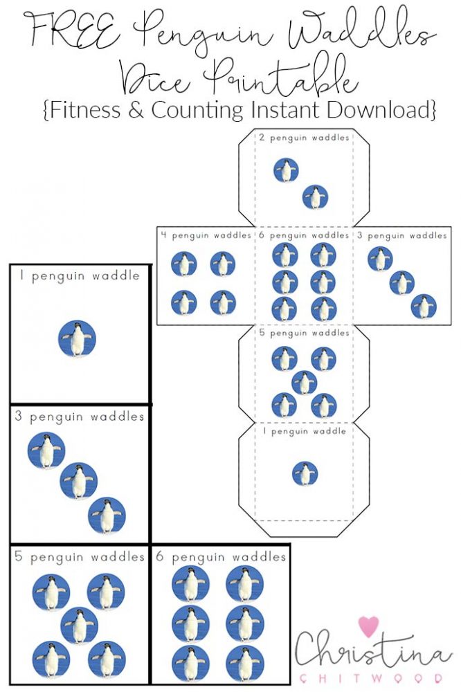 FREE Penguin Waddles Dice Printable {Fitness & Counting Instant Download}