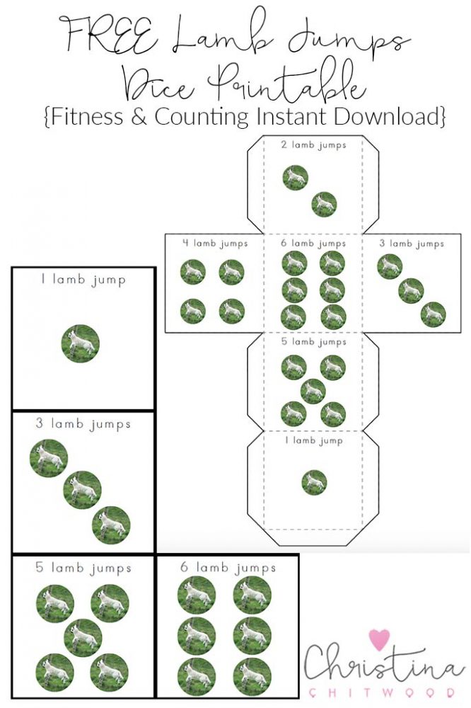 FREE Lamb Jumps Dice Printable {Fitness & Counting Instant Download}