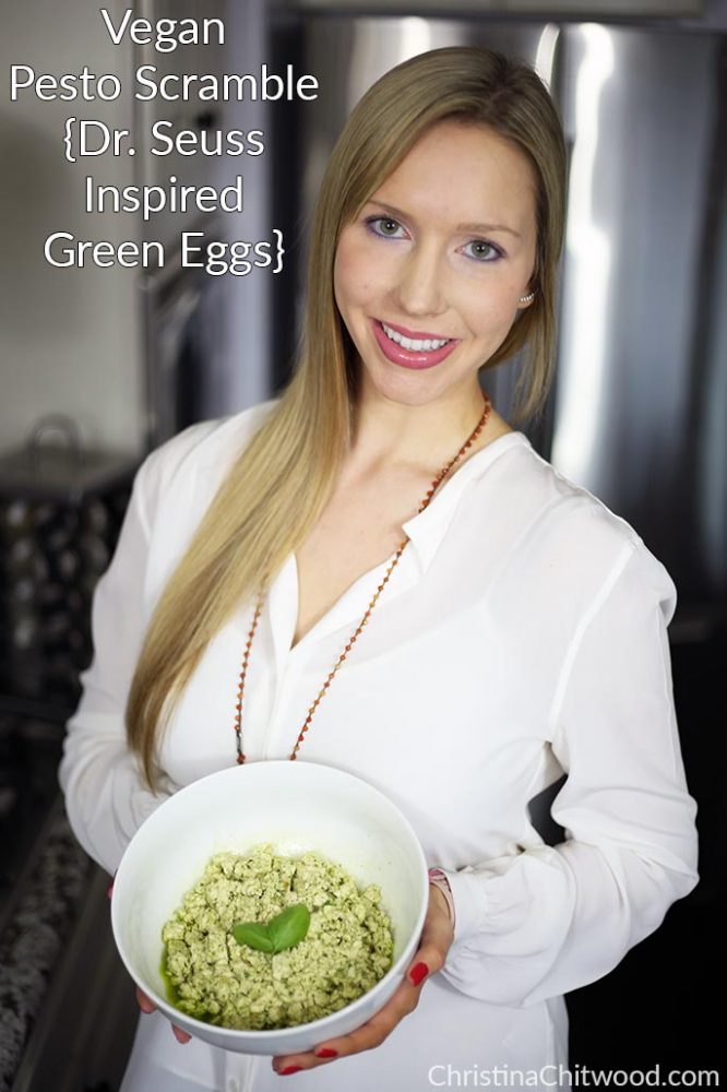 Vegan Pesto Scramble {Dr. Seuss Inspired Green Eggs}