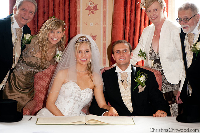Christina and Tom Signing Marriage License with Parents