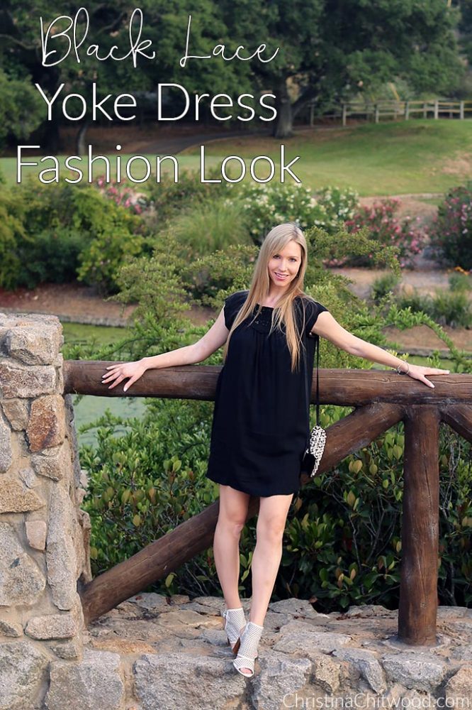 Black Lace Yoke Dress Fashion Look