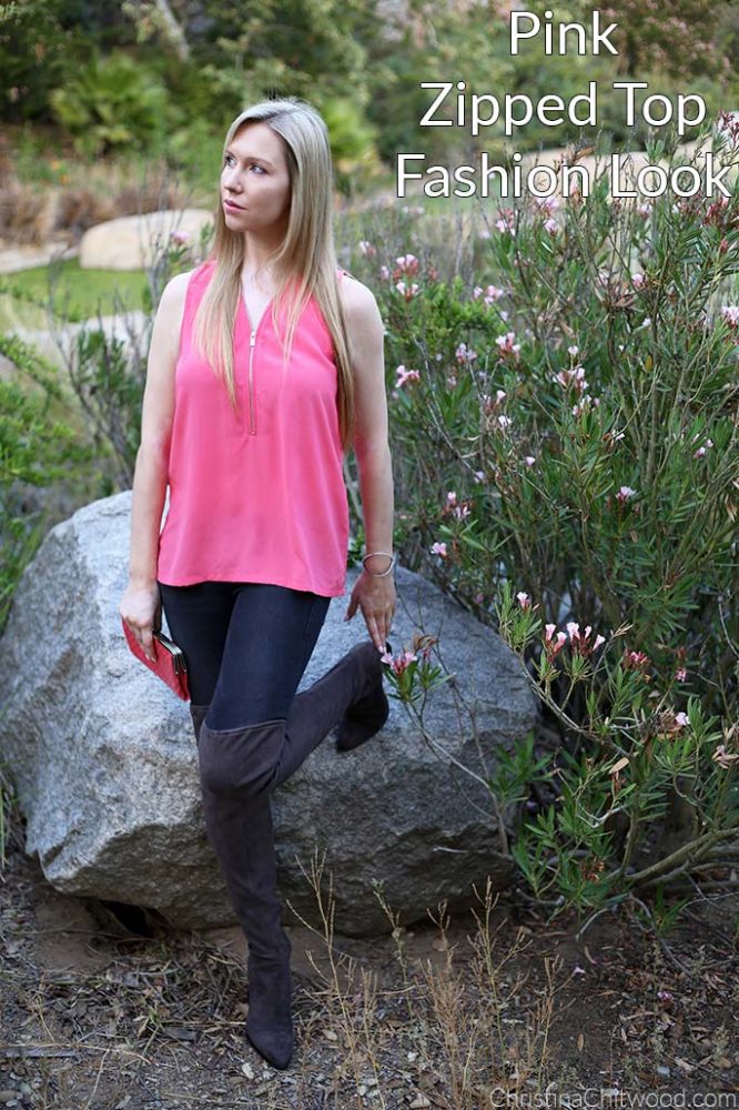 Pink Zipped Top Fashion Look