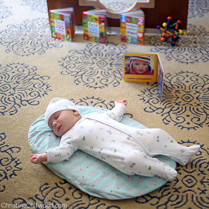 Our Baby Boy Enjoying His Sleep in His Montessori Space on His Second Trip at 2 Months Old