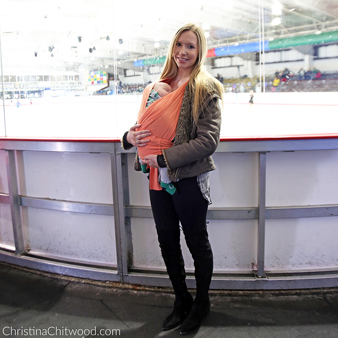 Babywearing Our Baby During His First Visit to an Ice Rink to Watch His Cousin Compete