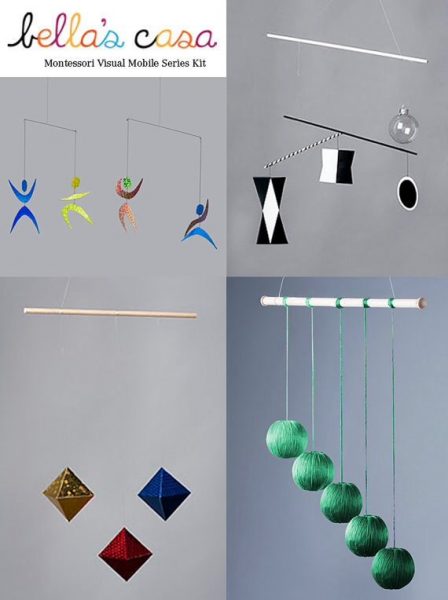 Montessori Mobiles - the Munari, the Octahedron, the Gobbi, and the Dancer