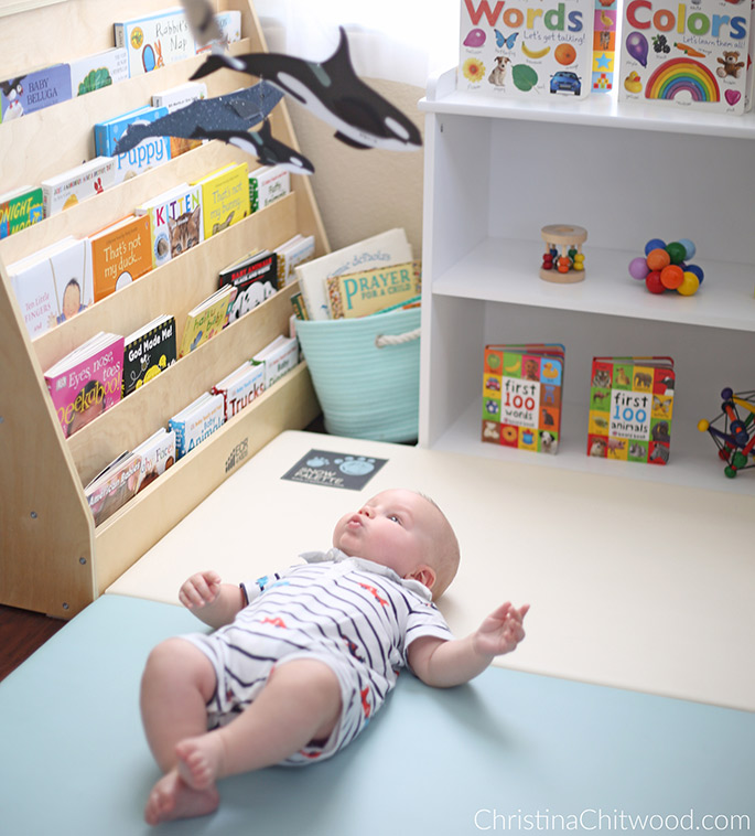 Our Baby Boy Doing His Sweet Expression of Concentration While Studying the Whale Mobile at 4 Months Old