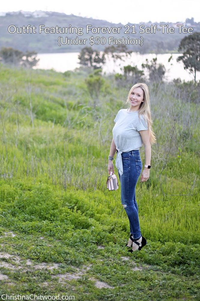 Outfit Featuring Forever 21 Self-Tie Tee {Under $50 Fashion}