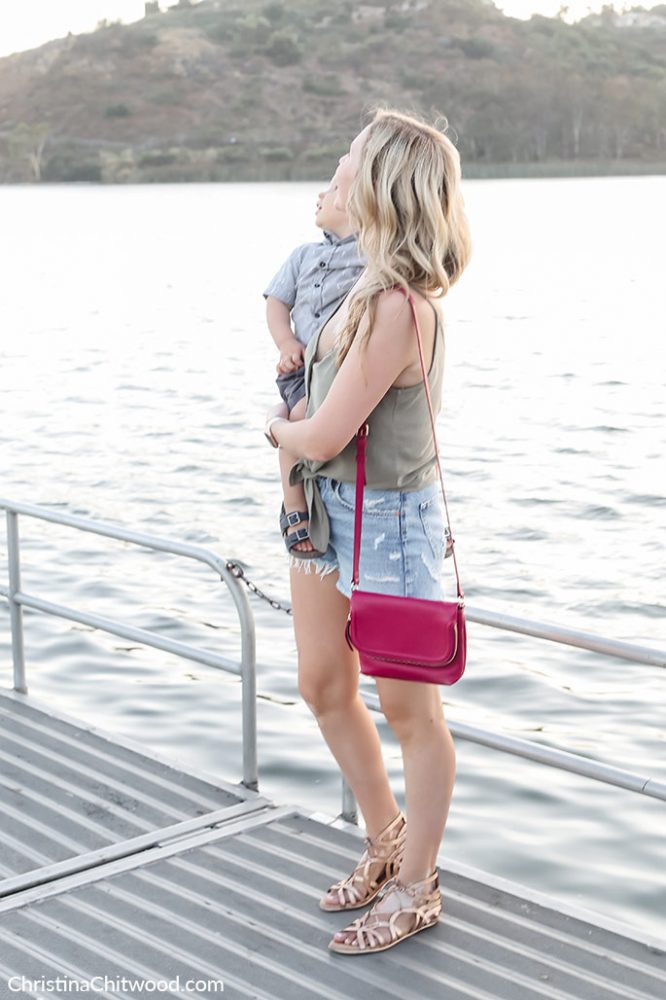Women's Topshop Camisole, AGOLDE Shorts, Nordstrom Handbag, Gentle Souls Sandals, Nadri Earrings, and Apple Watch. Boys Sovereign Code Shirt, Billabong Shorts, and OshKosh B'Gosh Shoes - ChristinaChitwood.com