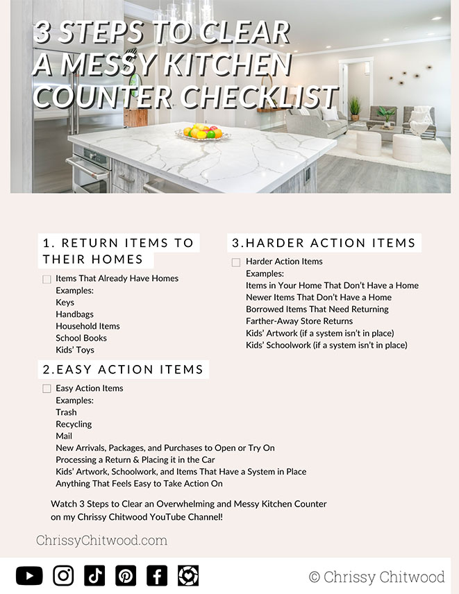 3 Steps to Clear a Messy Kitchen Counter Checklist _ Chrissy Chitwood